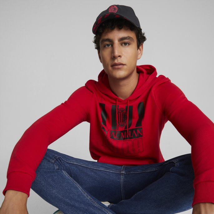 Puma På Salg A.c. Milan Ftblculture Cap Svart-tango Rød