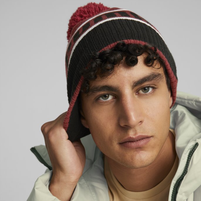 Intens Rød-svart Pom-pom Beanie Puma På Salg
