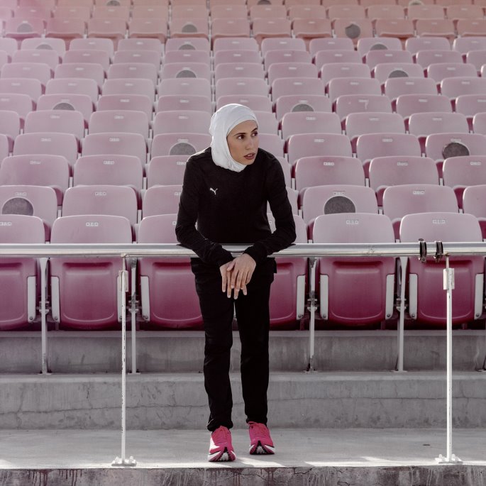 Puma På Salg Platinagrått Løpende Hijabskjerf