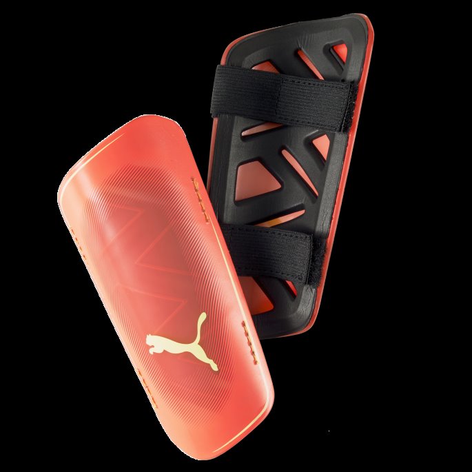 Brennende Korallbrusende Lett Ultralett Stropp Fotball Shin Guards Puma På Salg