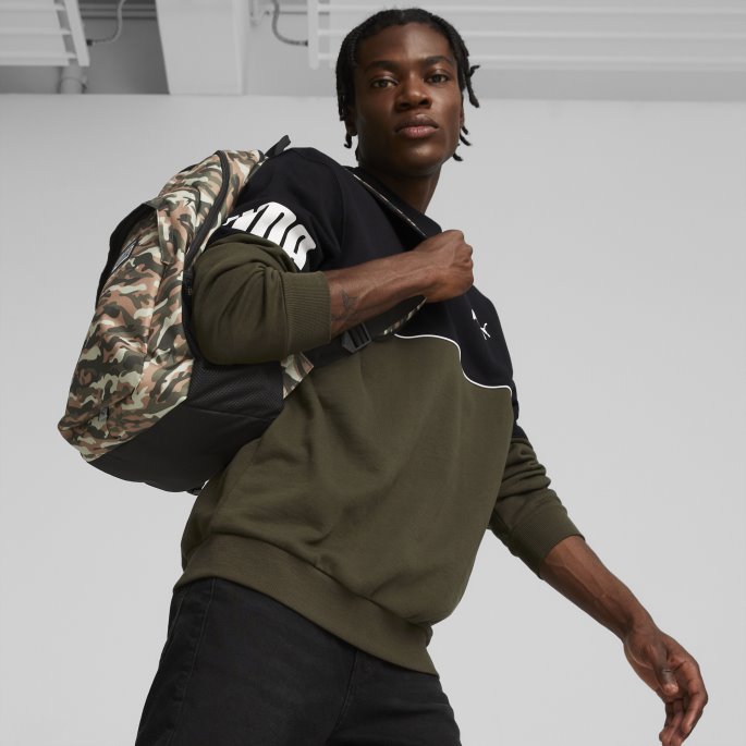 Puma På Tilbud Mørkegrønn Mose-camo Pack Aop Academy Ryggsekk