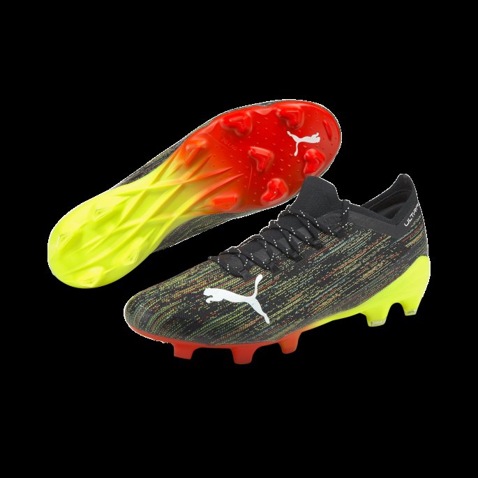Puma På Tilbud Svart-hvit-gul Alert Ultra 1.2 Fg-ag Fotballsko