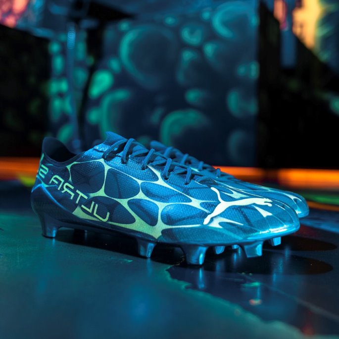 Puma På Tilbud Ultra Sl Glow Fg Fotballsko Herre Limoges-hvit-arctic Is-blå