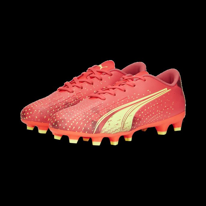 Puma På Tilbud Ultra Play Fg-ag Fotballsko Ungdom Brennende Korall-gass Lys-svart