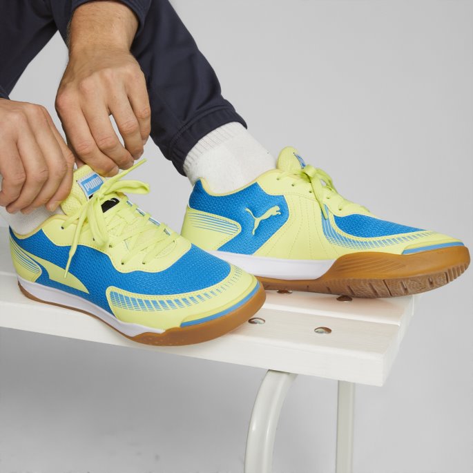 Puma På Salg Bleu Azur-fresh Gul-hvit-gum Pressing Iii Innendørs Fotballsko