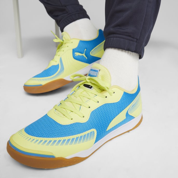 Puma På Salg Bleu Azur-fresh Gul-hvit-gum Pressing Iii Innendørs Fotballsko