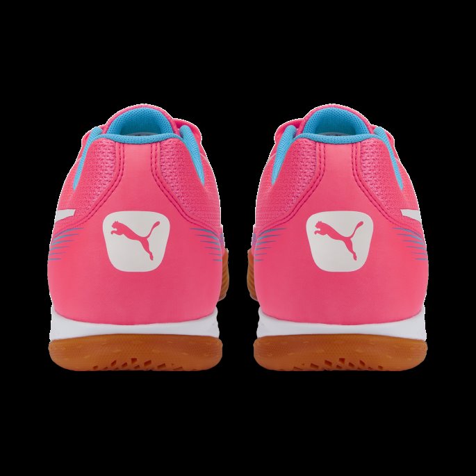 Sunset Glow-white-bleu Azur-gum Puma På Salg Pressende Iii Innendørs Fotballsko