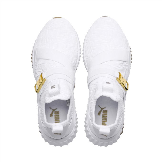 Puma På Tilbud Hvit-metallisk Gull Trosser Varsity Mid Joggesko For Kvinner