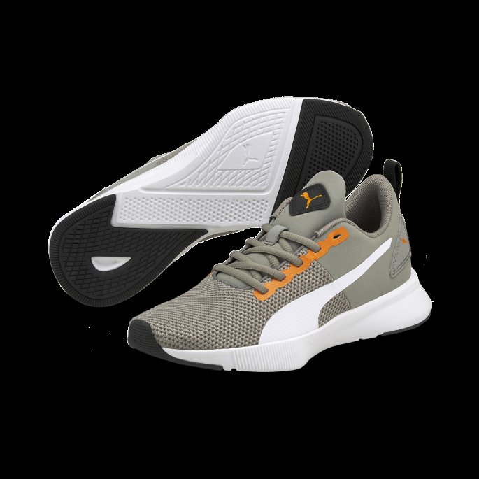 Flyer Runner Ungdoms Joggesko Hvit-tårn Grå-oransje Puma På Salg