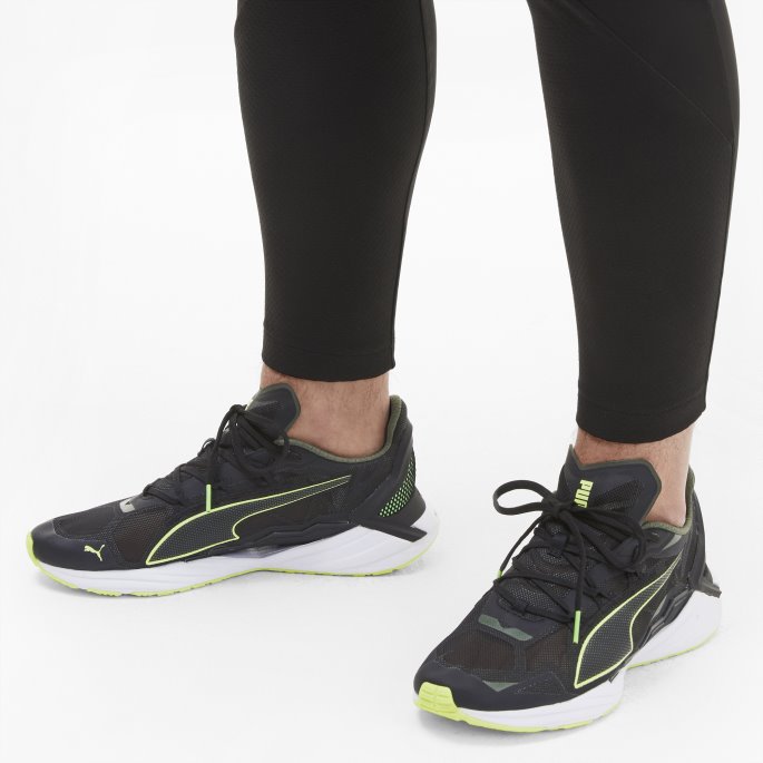 Puma På Tilbud Ultraride Joggesko For Menn Svart-elektro Grønn-hvit