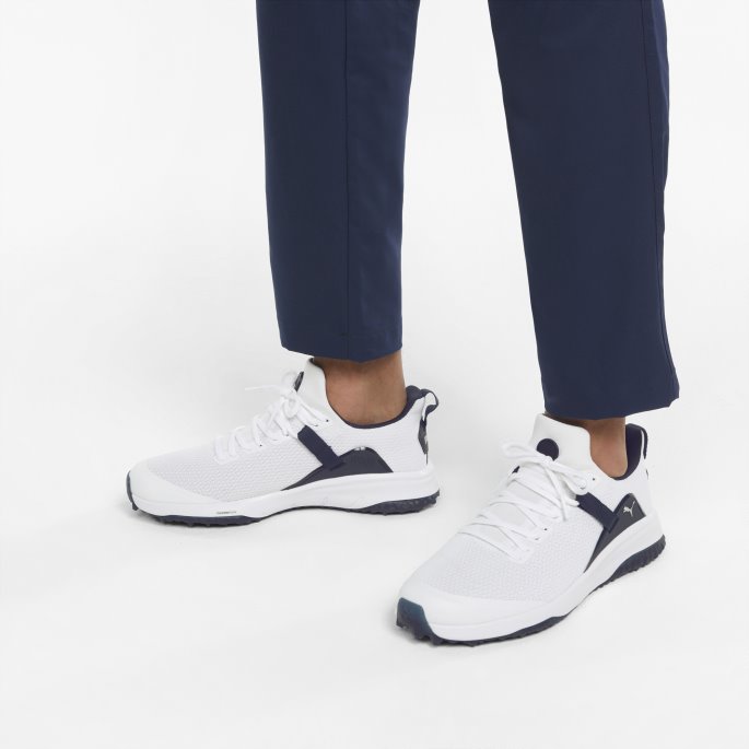 Puma På Tilbud Fusion Evo Golfsko For Menn Hvit-marine Blazer