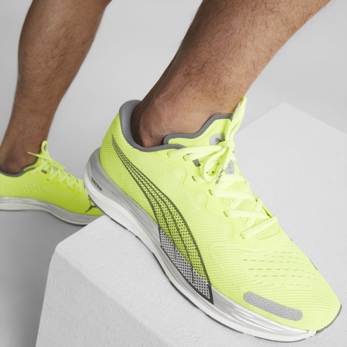 Lime Squeeze-castlerock Puma På Tilbud Velocity Nitro 2 Løpesko For Menn