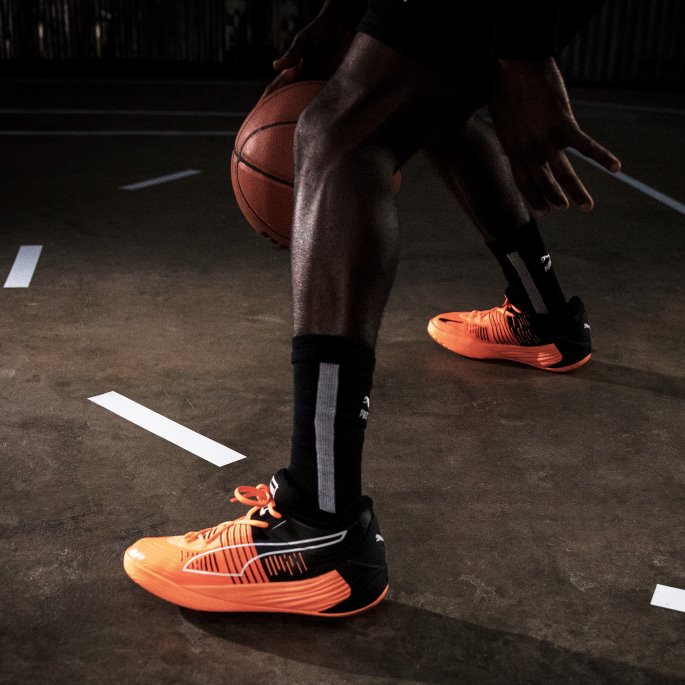 Fusion Nitro Basketball Sko Neon Sitrus-svart Puma På Tilbud
