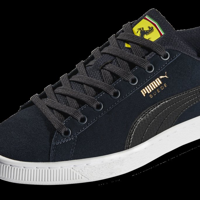 Puma På Salg Scuderia Ferrari Shield Semsket Skinn Herre Motorsportsko Parisian Natt-svart-hvit