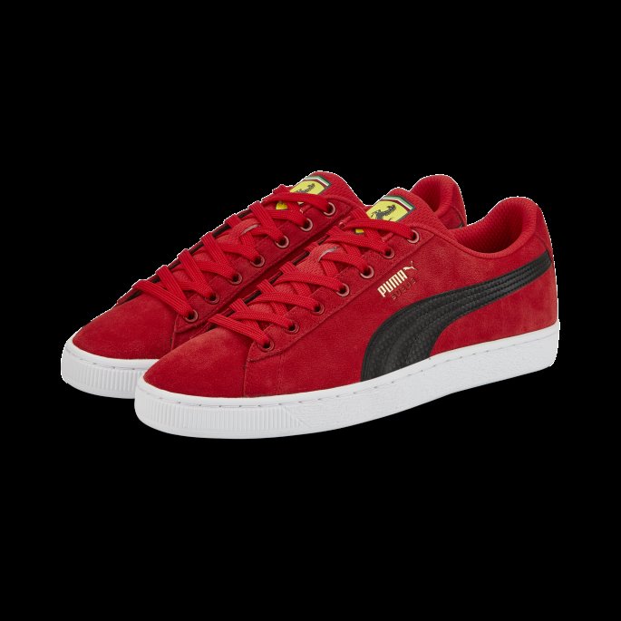 Puma På Tilbud Rosso Corsa-svart-hvit Scuderia Ferrari Shield Semsket Skinn Motorsportsko For Menn