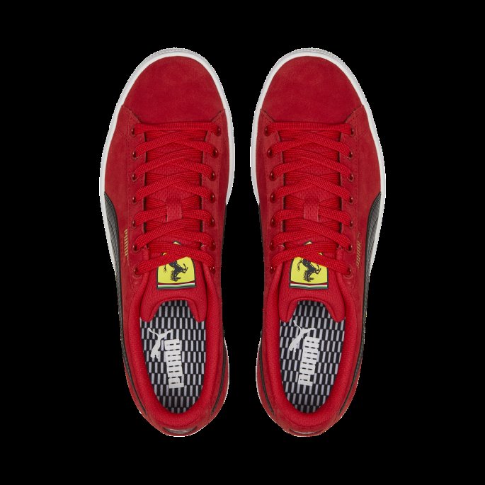 Puma På Tilbud Rosso Corsa-svart-hvit Scuderia Ferrari Shield Semsket Skinn Motorsportsko For Menn