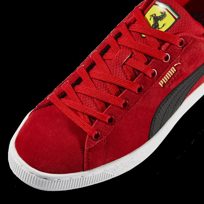 Puma På Tilbud Rosso Corsa-svart-hvit Scuderia Ferrari Shield Semsket Skinn Motorsportsko For Menn