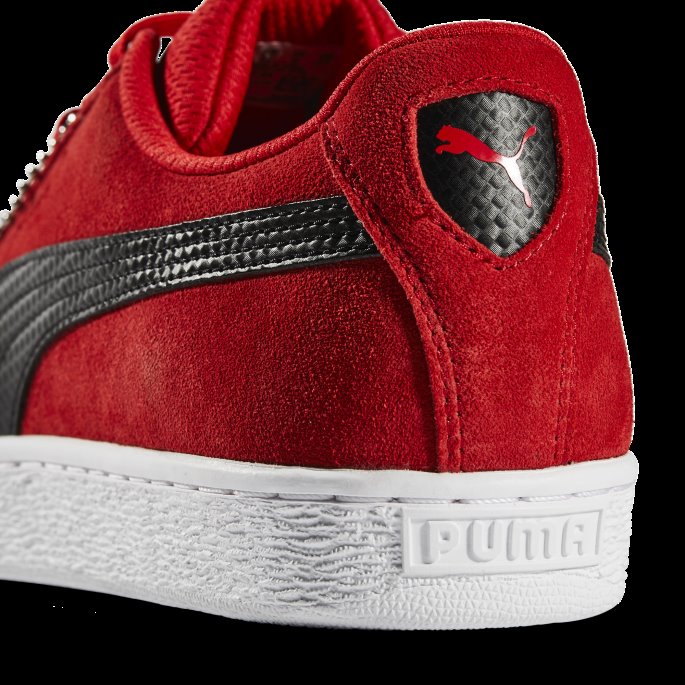 Puma På Tilbud Rosso Corsa-svart-hvit Scuderia Ferrari Shield Semsket Skinn Motorsportsko For Menn