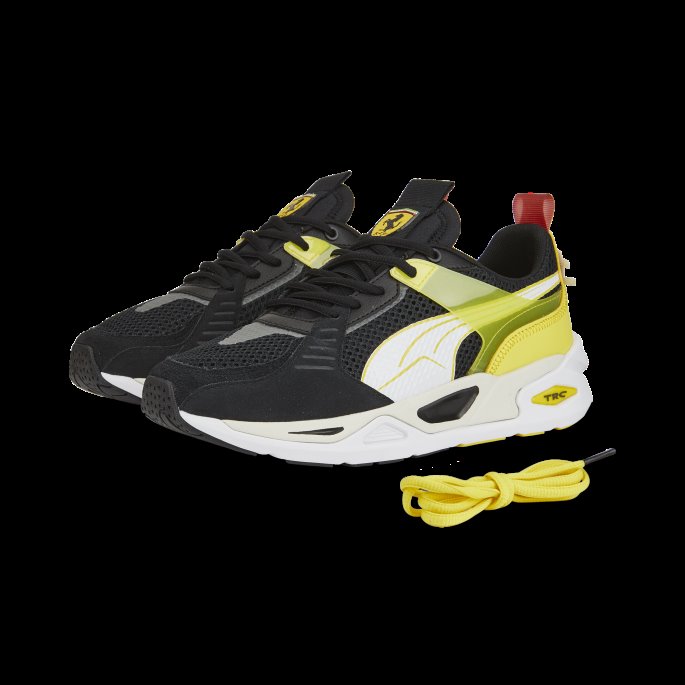 Puma På Tilbud Scuderia Ferrari Trc Blaze Motorsport Sko Svart-hvit-flammende Gul