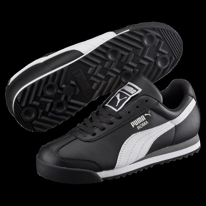 Svart-hvit-sølv Puma På Tilbud Roma Basic Joggesko Store Barn