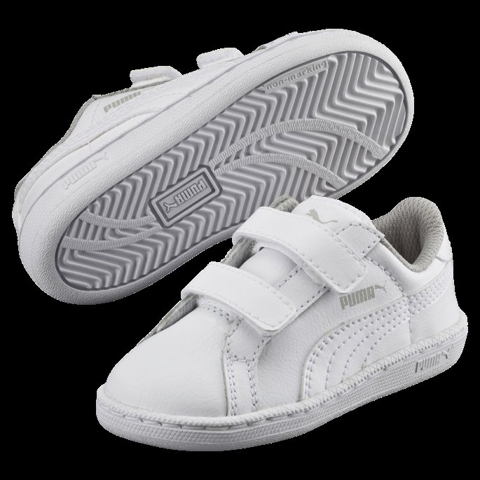 Smash Leather V Ps Barnesko Puma På Tilbud Hvit-hvit