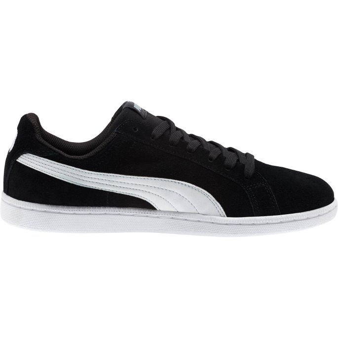 Puma På Tilbud Svart-hvit Smash Joggesko I Semsket Skinn