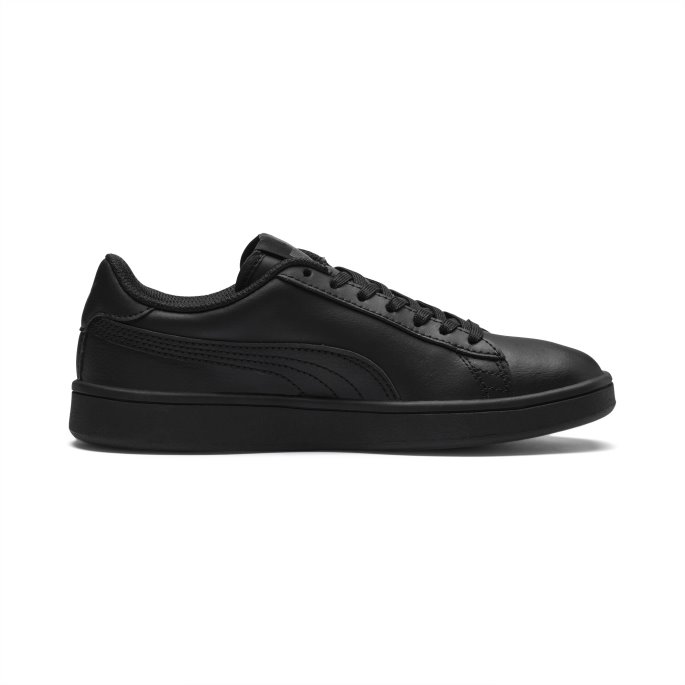 Puma På Tilbud Smash V2 Skinn Joggesko Store Barn Svart-svart