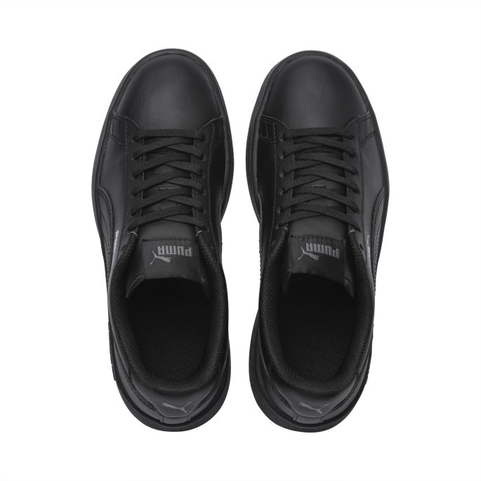Puma På Tilbud Smash V2 Skinn Joggesko Store Barn Svart-svart