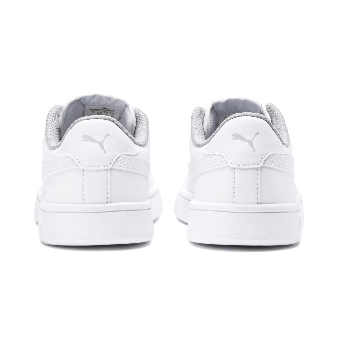 Puma På Tilbud Smash V2 Skinn Joggesko Store Barn Hvit-hvit