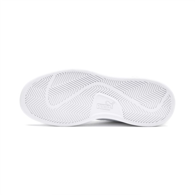 Puma På Tilbud Smash V2 Skinn Joggesko Store Barn Hvit-hvit