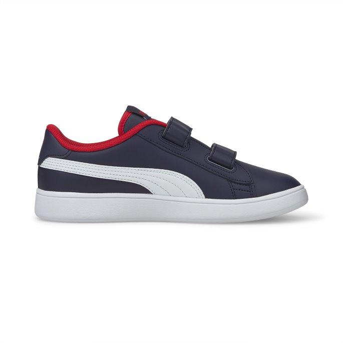 Peacoat-white-high Risk Red Smash V2 Barnesko Puma På Tilbud