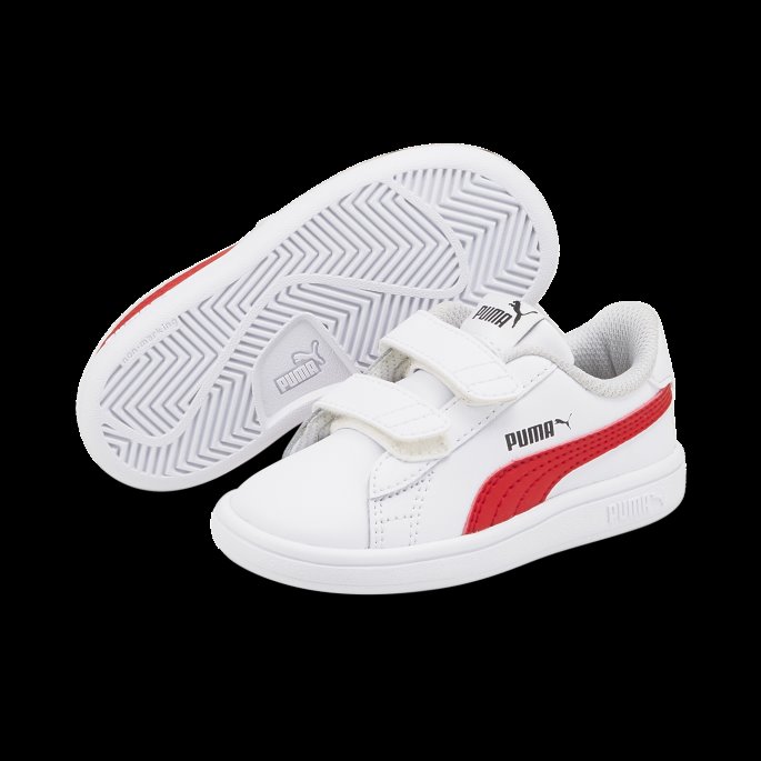 Puma På Tilbud Smash V2 Småbarnssko Hvit-høyrisiko Rød