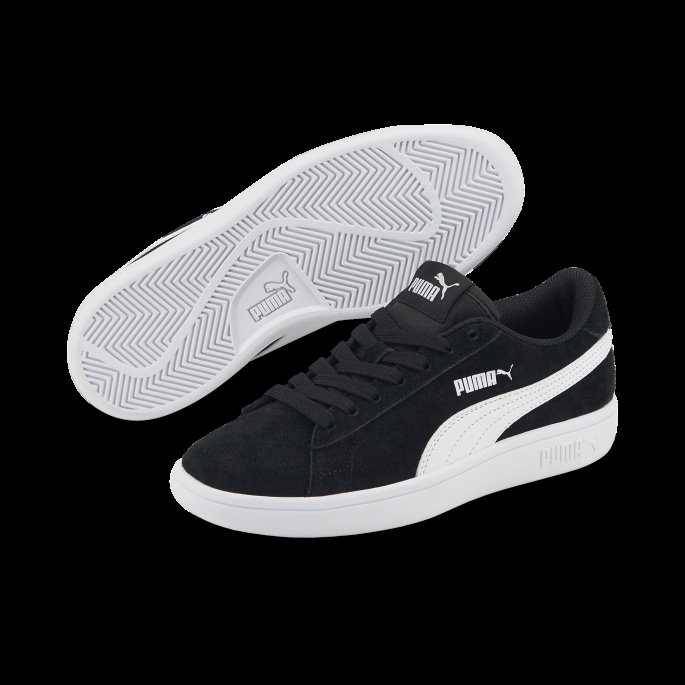 Svart-hvit Puma På Tilbud Smash V2 Semsket Ungdomssko