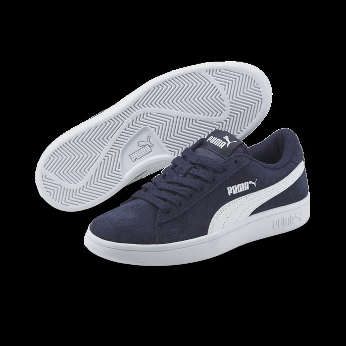 Puma På Tilbud Smash V2 Semsket Jr-sko Peacoat-hvit