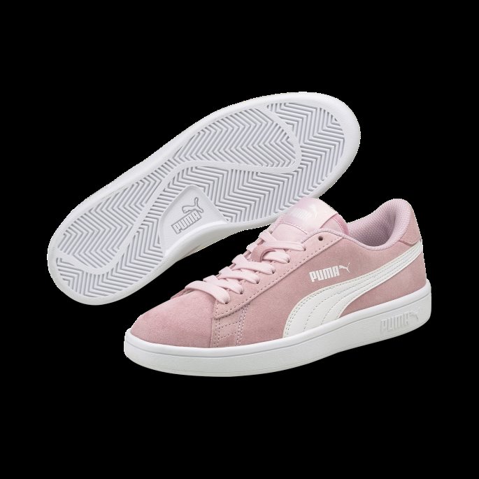Rosa Dame-hvit Smash V2 Semsket Ungdom Sneakers Puma På Tilbud