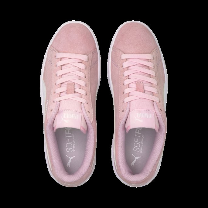 Rosa Dame-hvit Smash V2 Semsket Ungdom Sneakers Puma På Tilbud