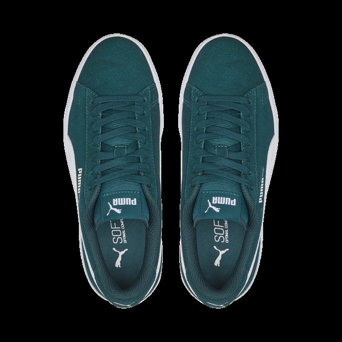 Varsity Grønn-hvit Smash V2 Semsket Sneakers Store Barn Puma På Tilbud