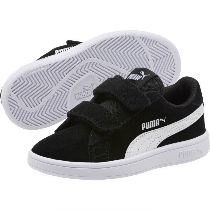 Smash V2 Semsket Barnesko Puma På Tilbud Svart-hvit