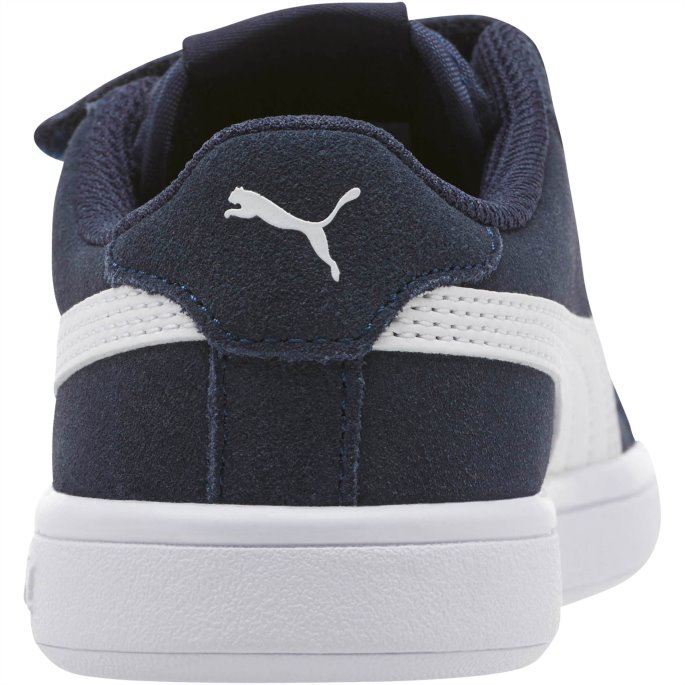 Smash V2 Semsket Barnesko Peacoat-hvit Puma På Tilbud