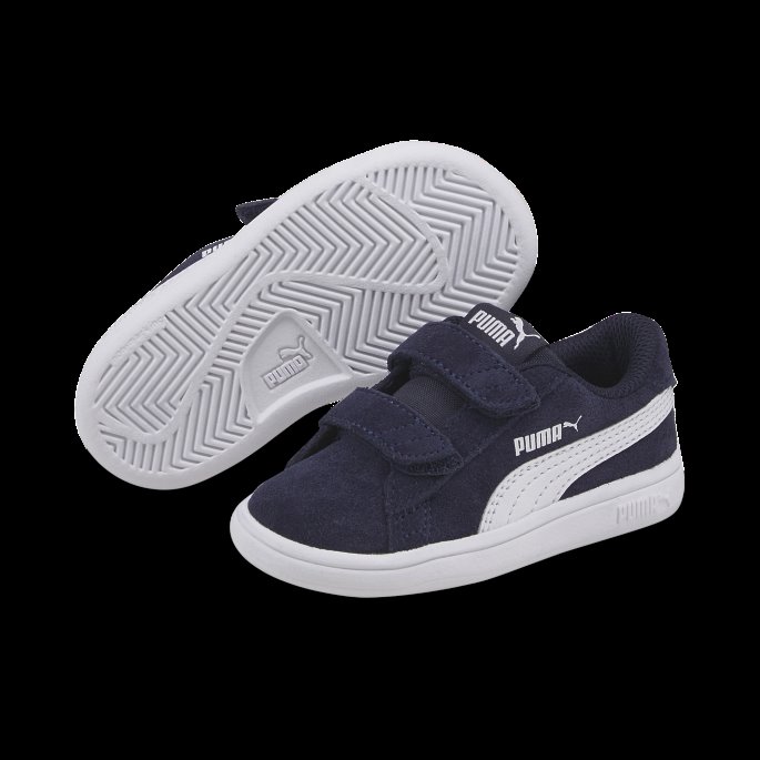 Puma På Tilbud Smash V2 Semsket Tennissko Til Babyer Peacoat-hvit