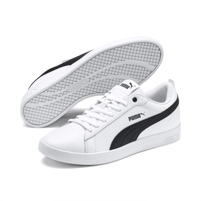 Puma På Tilbud Smash V2 Skinnsko For Dame Hvit-svart