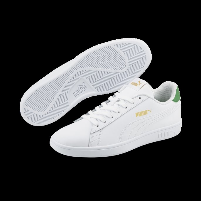 Puma På Tilbud Hvit-hvit-amazon Grønn-gull Smash V2-sko