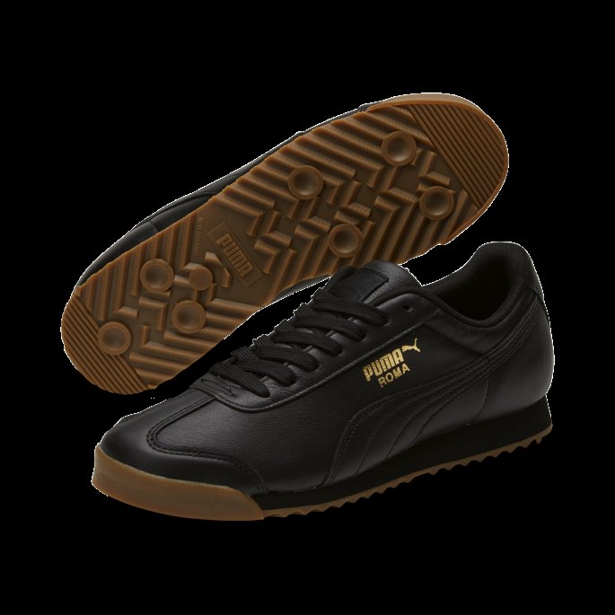 Roma Classic Gum Menns Joggesko Black-team Gold Puma På Salg
