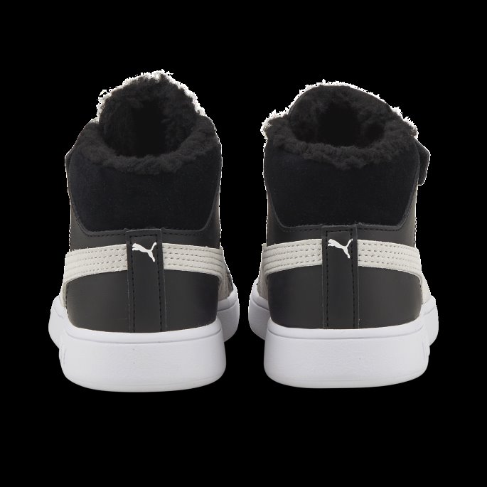 Puma På Tilbud Smash V2 Mid Fur V Barnesko Hvit-svart
