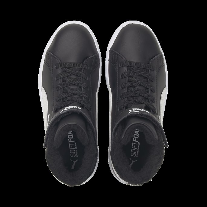 Puma På Tilbud Smash V2 Mid Fur V Barnesko Hvit-svart