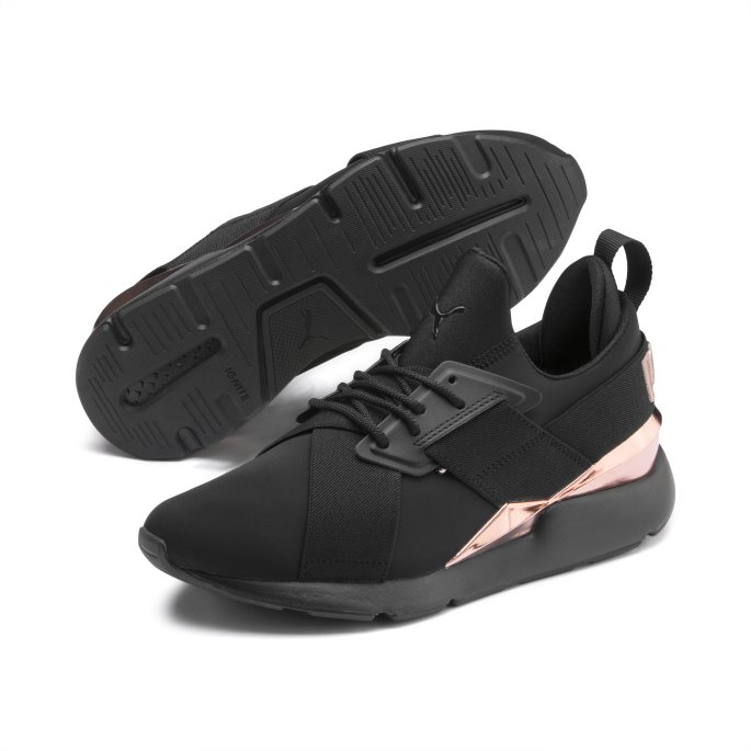 Svart-rosa Gull Puma På Tilbud Muse Metal Damesko