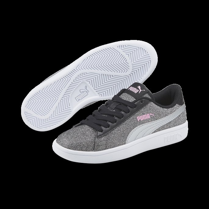 Smash V2 Glitz Glam Ungdomssko Sort-sølv-prisme Rosa Puma På Tilbud