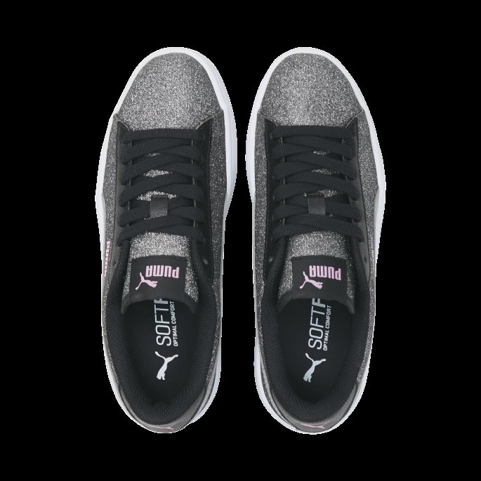 Smash V2 Glitz Glam Ungdomssko Sort-sølv-prisme Rosa Puma På Tilbud