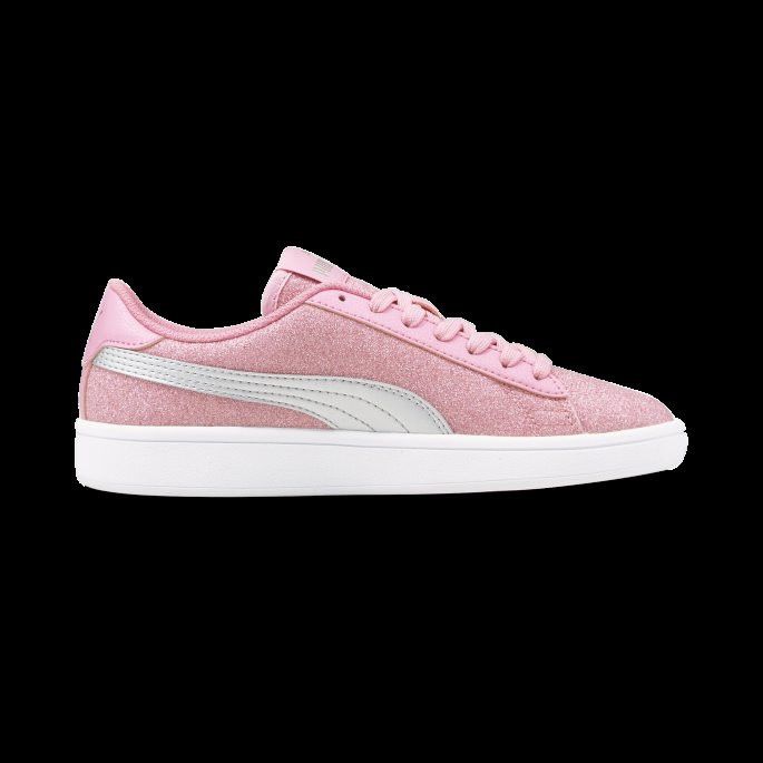 Puma På Tilbud Smash V2 Glitz Glam Ungdomstrener Prisme Rosa-sølv
