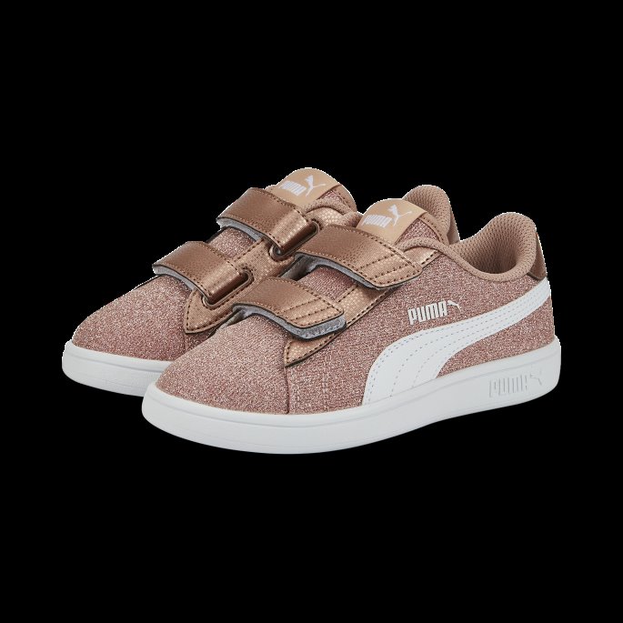 Puma På Tilbud Smash V2 Glitz Glam Joggesko Barn Rosa Gull-hvit